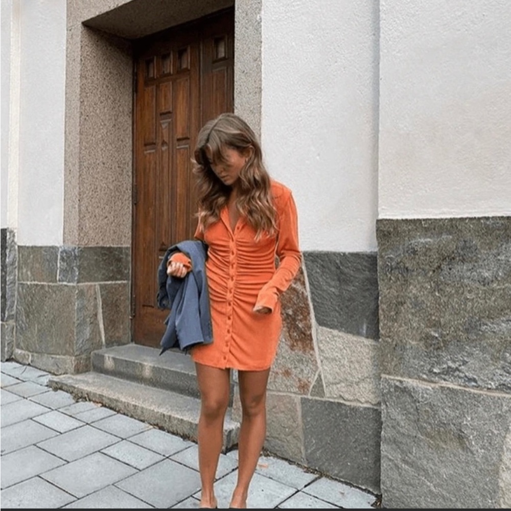 Orange With Jean Style Dress